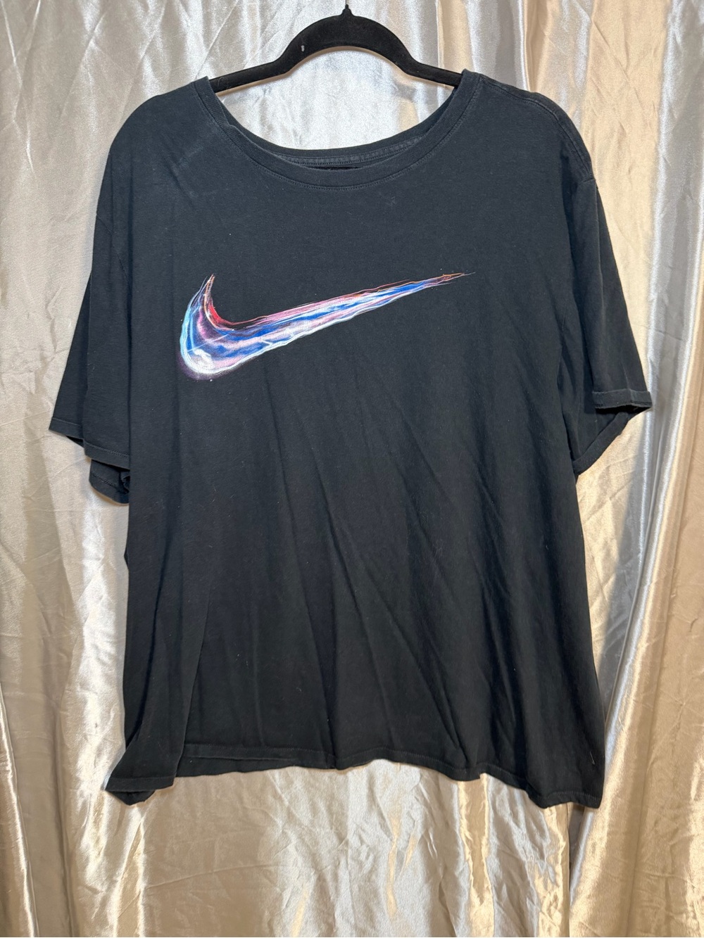 Nike Nike Womens Black Graphic Swoosh T Shirt Oversized Short Sleeve Size XXL